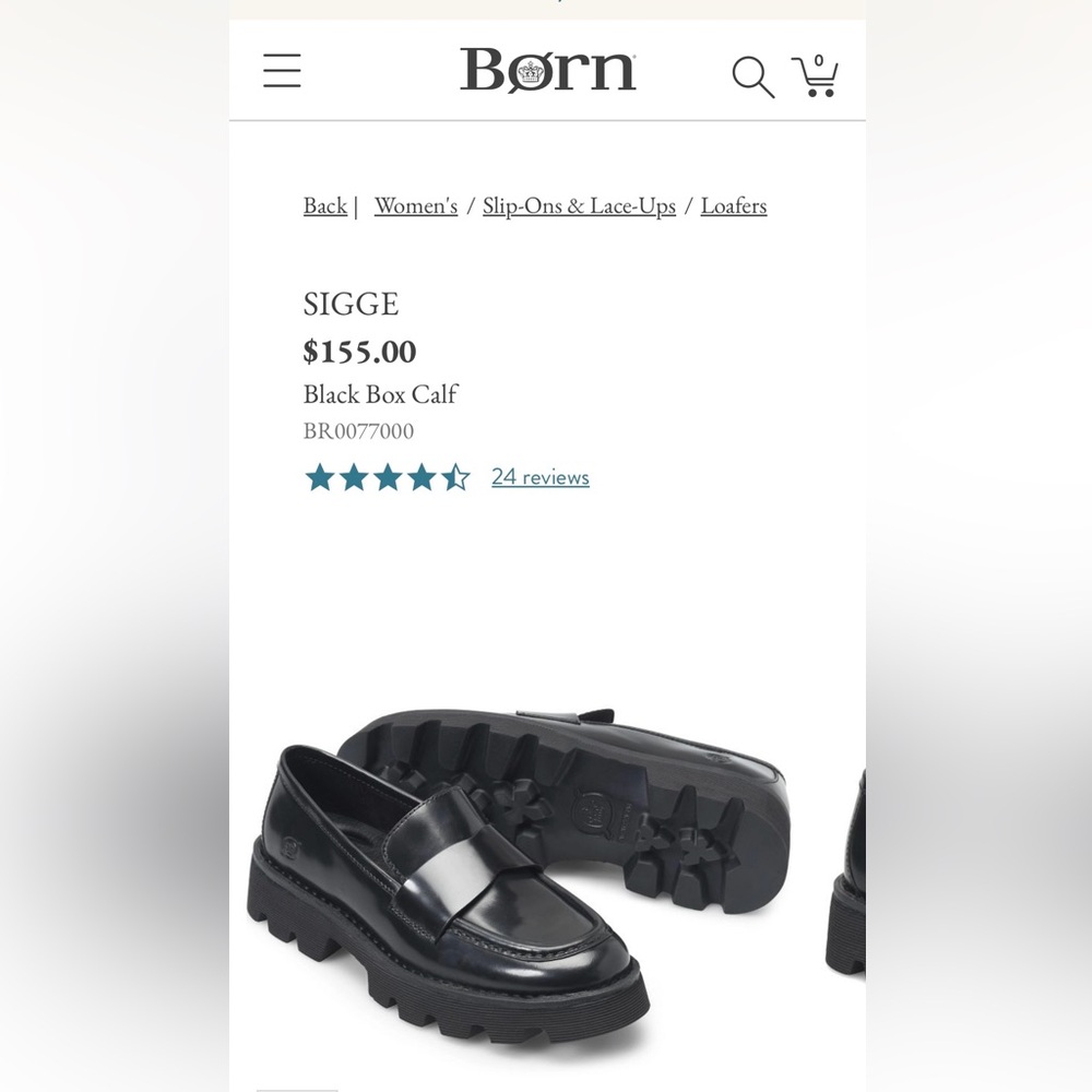 Born Black Sigge Loafers NWOT size 7.5 M